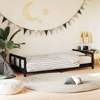  Kids Bed Frame Black 90x190 cm Solid Wood Pine