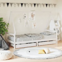  Kids Bed Frame with Drawers White 90x190 cm Solid Wood Pine