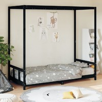  Kids Bed Frame Black 90x190 cm Solid Wood Pine