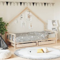  Kids Bed Frame with Drawers 90x190 cm Solid Wood Pine