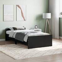  Bed Frame without Mattress Black 90x190 cm Engineered Wood