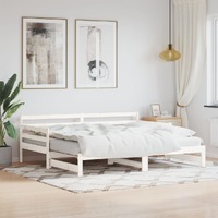  Daybed with Trundle without Mattress White 90x190 cm Solid Wood