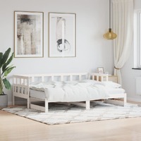  Daybed with Trundle without Mattress White 90x190 cm Solid Wood
