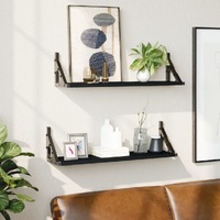  Wall Shelves 2 pcs Black 60x15x15.5 cm