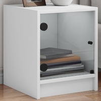  Bedside Cabinet with Glass Door White 35x37x42 cm