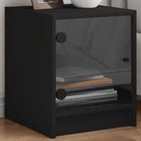  Bedside Cabinets with Glass Doors 2 pcs Black 35x37x42 cm