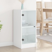  Side Cabinet with Glass Doors White 35x37x75.5 cm