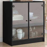  Side Cabinet with Glass Doors Black 68x37x75.5 cm