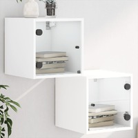  Bedside Cabinets with Glass Doors 2 pcs White 35x37x35 cm