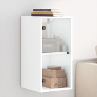  Wall Cabinet with Glass Doors White 35x37x68.5 cm
