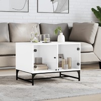  Coffee Table with Glass Doors White 68.5x50x50 cm