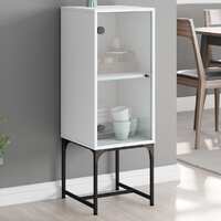  Side Cabinet with Glass Doors White 35x37x100 cm