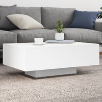  Coffee Table with LED Lights White 85x55x31 cm