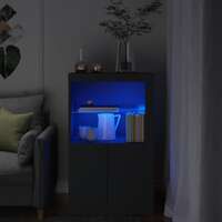  Side Cabinet with LED Lights Black Engineered Wood