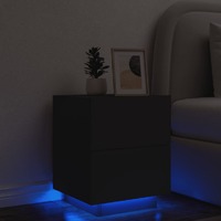  Bedside Cabinet with LED Lights Black Engineered Wood