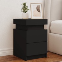  Bedside Cabinets with LED Lights 2 pcs Black 35x39x55 cm