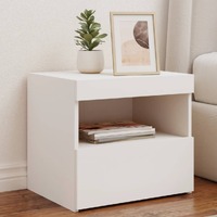  Bedside Cabinets with LED Lights 2 pcs White 50x40x45 cm