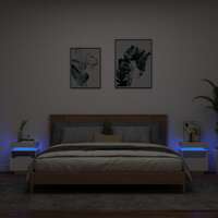  Bedside Cabinets with LED Lights 2 pcs White 40x39x48.5 cm