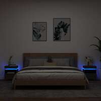 Bedside Cabinets with LED Lights 2 pcs Black 40x39x48.5 cm