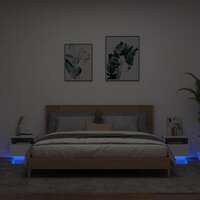  Bedside Cabinets with LED Lights 2 pcs White 40x39x37 cm