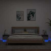  Bedside Cabinets with LED Lights 2 pcs Black 40x39x37 cm