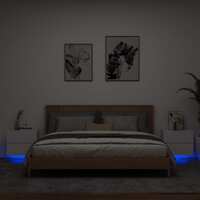  Wall-mounted Bedside Cabinets with LED Lights 2 pcs White
