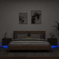  Wall-mounted Bedside Cabinets with LED Lights 2 pcs Black