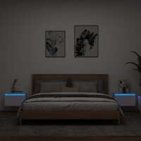  Wall-mounted Bedside Cabinets with LED Lights 2 pcs White