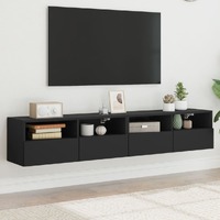  TV Wall Cabinets 2 pcs Black 80x30x30 cm Engineered Wood