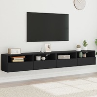  TV Wall Cabinets 2 pcs Black 100x30x30 cm Engineered Wood