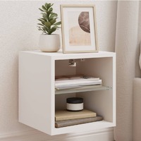  TV Wall Cabinets with LED Lights 2 pcs White 30x28.5x30 cm