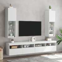  TV Cabinets with LED Lights 2 pcs White 30.5x30x102 cm