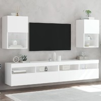  TV Cabinets with LED Lights 2 pcs White 40.5x30x60 cm