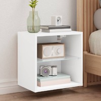  Bedside Cabinets with LED Lights Wall-mounted 2 pcs White