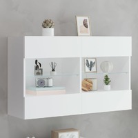  TV Wall Cabinet with LED Lights White 98.5x30x60.5 cm