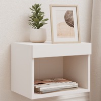  Bedside Cabinets with LED Lights Wall-mounted 2 pcs White