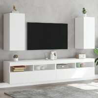  TV Wall Cabinets with LED Lights 2 pcs White 30.5x35x70 cm