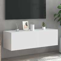  TV Wall Cabinet with LED Lights White 100x35x31 cm