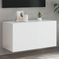  TV Wall Cabinet with LED Lights White 80x35x41 cm