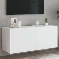  TV Wall Cabinet with LED Lights White 100x35x41 cm