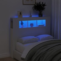  LED Headboard White 120 cm Engineered Wood