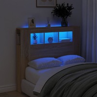 LED Headboard Sonoma Oak 120 cm Engineered Wood