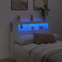  LED Headboard White 140 cm Engineered Wood
