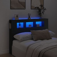  LED Headboard Black 140 cm Engineered Wood