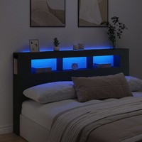  LED Headboard Black 180x18.5x103.5 cm Engineered Wood