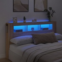  LED Headboard Sonoma Oak 180 cm Engineered Wood