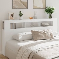  LED Headboard White 200 cm Engineered Wood
