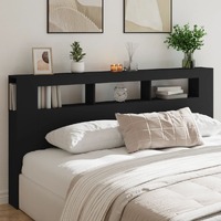  LED Headboard Black 200 cm Engineered Wood