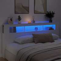  LED Headboard White 220 cm Engineered Wood