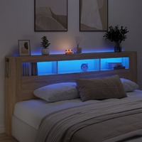  LED Headboard Sonoma Oak 220 cm Engineered Wood